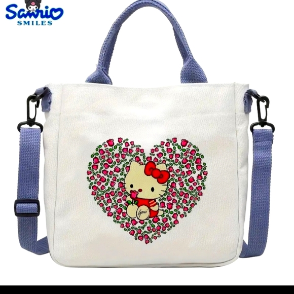 Hello Kitty canvas tote crossbody bag. San Rio. Teen tween girl gifts - Picture 1 of 4